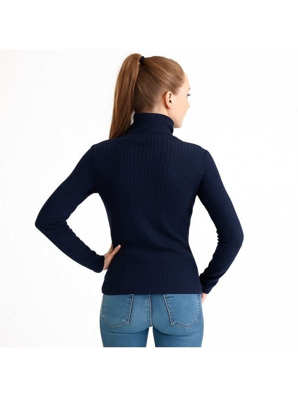 TOPSHOP BOUTIQUE Classy & Sharp Navy Blue Zip Up Sweater Size 2 - Picture 2 of 10